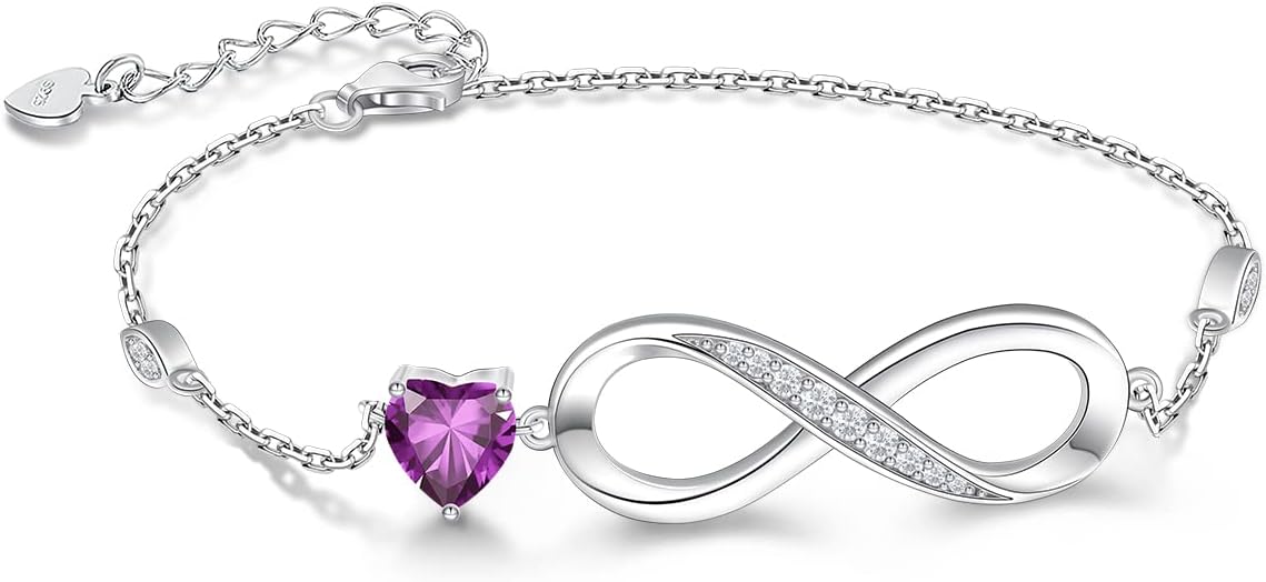 RIVIKO Infinity Love Heart Symbol Charm Bracelet for Women 925 Sterling Silver Adjustable Birthday Valentine\u2019s Day Christmas Mothers Day Jewelry Gift for Mom Women Wife Her Friends