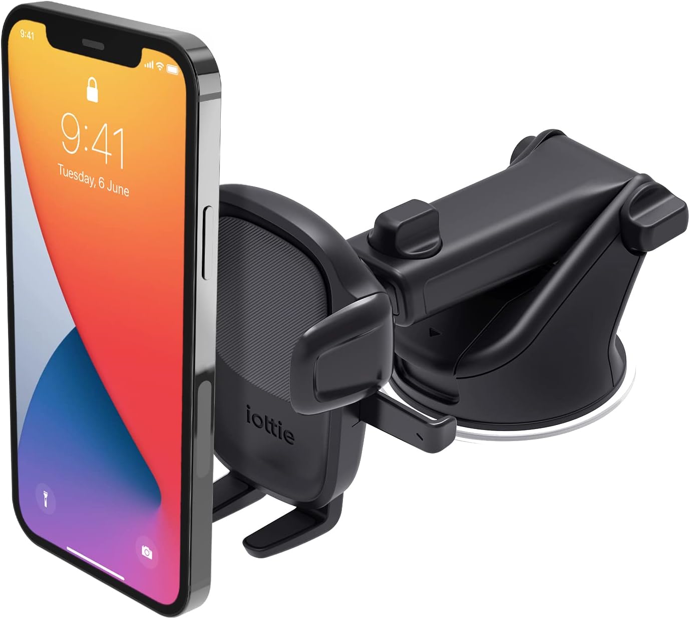 iOttie Easy One Touch Signature Dashboard &amp; Windshield Universal Car Mount Phone Holder Desk Stand with Suction Cup Base and Telescopic Arm for iPhone, Samsung, Google, More Smartphones